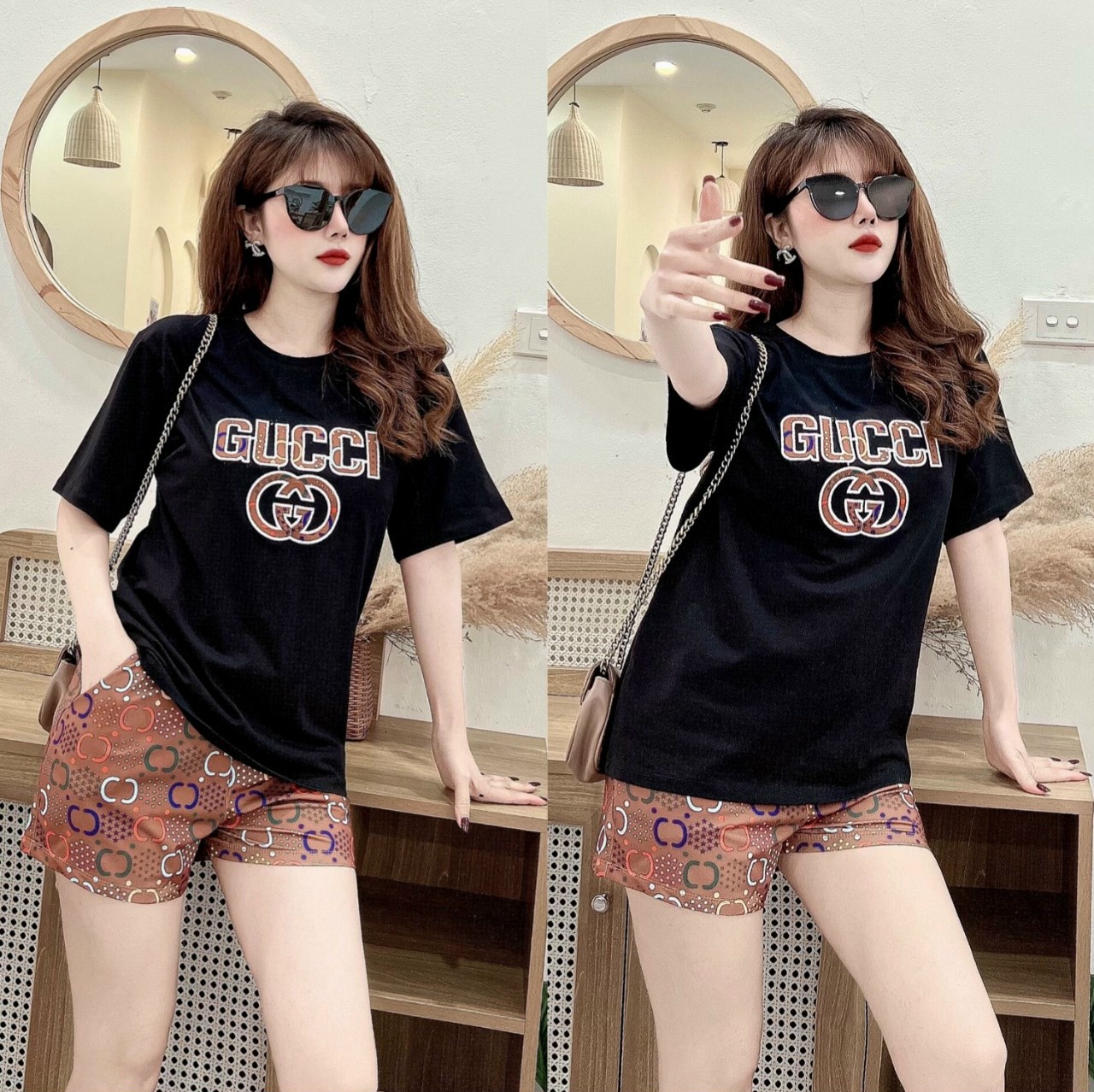 BỘ THỜI TRANG PHỐI HỌA TIẾT GUCCI THÊU - BTN422
